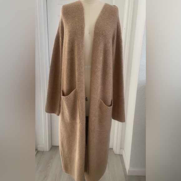 Vince Camuto Tan Open-Front long Cardigan - Picture 2 of 14